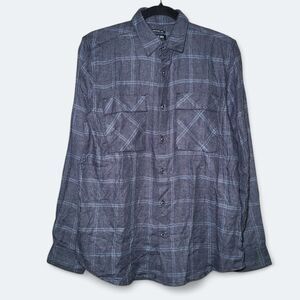 NWT Kenneth Cole Men's Medium Grey Plaid Slim Soft Button Up Shirt Techni-Cole